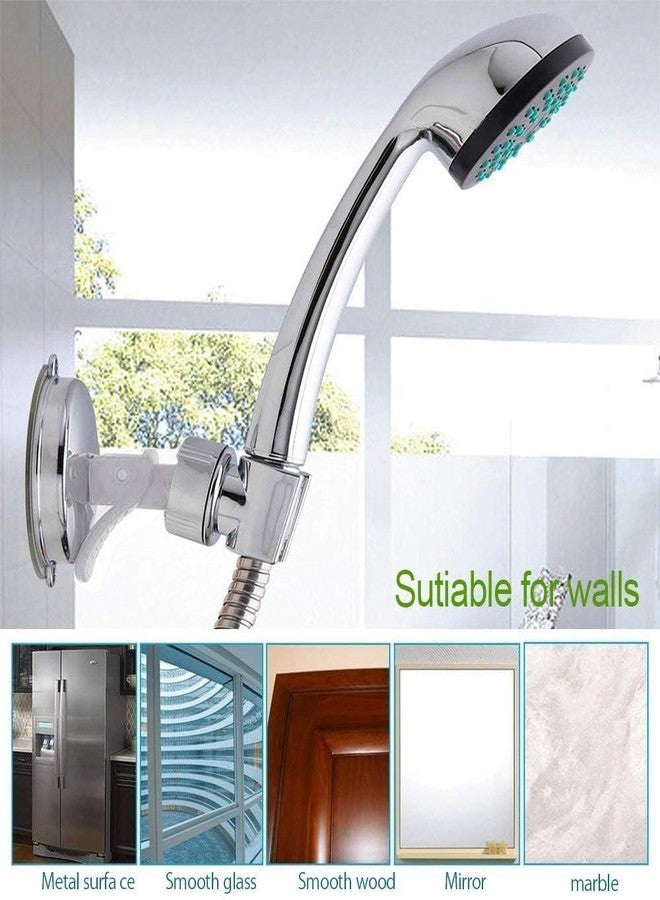 Kyraton Adjustable Shower Head Holder Bathroom Chrome Wall Mount Strong Suction Handheld Universal Wall Mounted Bracket, No Drilling Required - Image 5